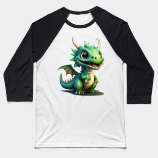 Cute Baby Dragon - Patrick the Green Baseball T-Shirt